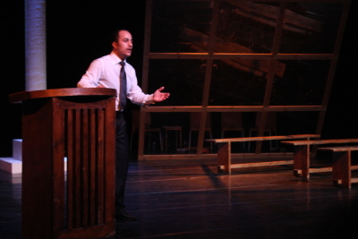 Performance of "Martin Luther King Stations" Play in Al Kasaba Theatre and Cinematheque During Al Manara International Theatre Days in 2011