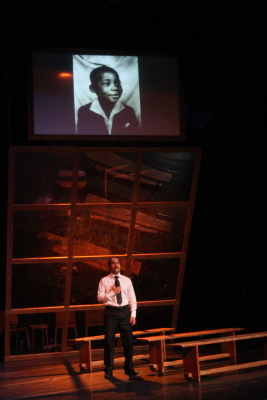 Performance of "Martin Luther King Stations" Play in Al Kasaba Theatre and Cinematheque During Al Manara International Theatre Days in 2011