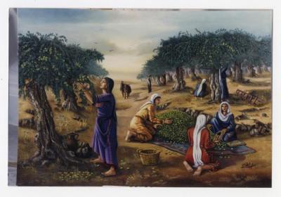 A painting by the artist Fathi Ghabin, 1986