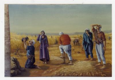 A painting by artist Fathi Ghabin, 1987
