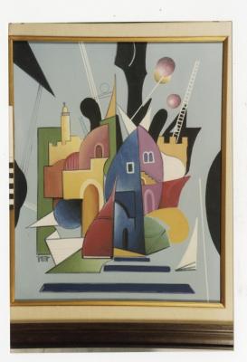 A photograph of a painting by the artist Salah al-Atrash, 1980s