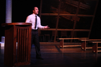 Performance of "Martin Luther King Stations" Play in Al Kasaba Theatre and Cinematheque During Al Manara International Theatre Days in 2011