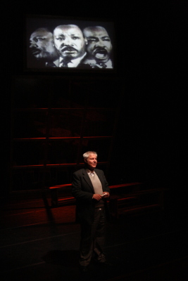 Performance of "Martin Luther King Stations" Play in Al Kasaba Theatre and Cinematheque During Al Manara International Theatre Days in 2011