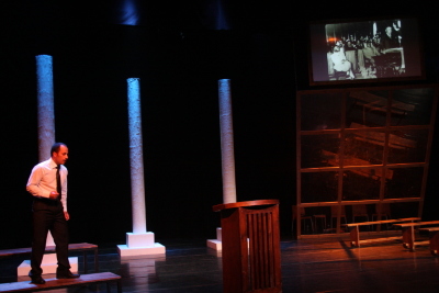 Performance of "Martin Luther King Stations" Play in Al Kasaba Theatre and Cinematheque During Al Manara International Theatre Days in 2011