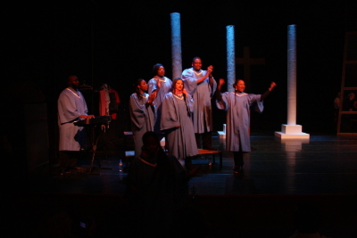 Performance of "Martin Luther King Stations" Play in Al Kasaba Theatre and Cinematheque During Al Manara International Theatre Days in 2011