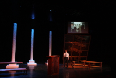 Performance of "Martin Luther King Stations" Play in Al Kasaba Theatre and Cinematheque During Al Manara International Theatre Days in 2011