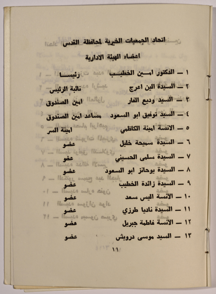 The programme of the First Palestinian Social Conference in 1979