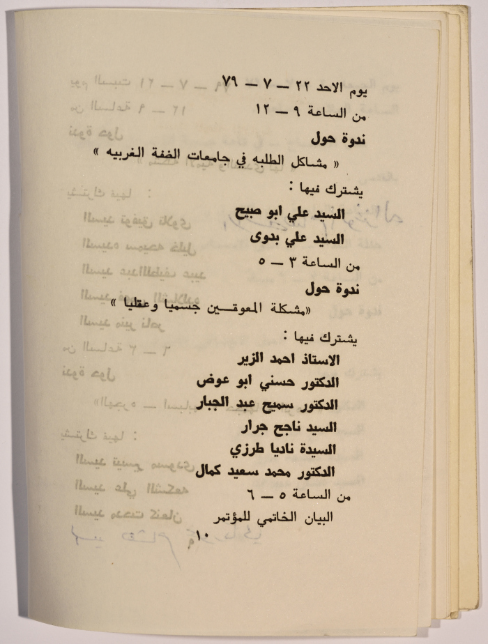 The programme of the First Palestinian Social Conference in 1979