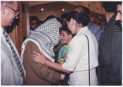 Amal al-Qasim and Her Son with Palestinian President Yasser Arafat, Jericho, 1994-1995