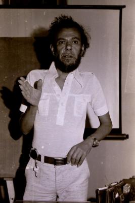 Mostafa Al-Halaj during one of his lectures, Beirut,1978