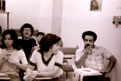 A photograph from one of the lectures of the Palestinian Film Foundation, Beirut