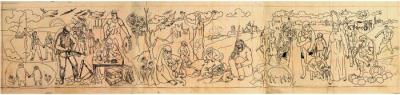 A sketch for a mural designed by Mahmoud Hammad, Damascus, 1962