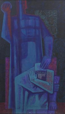 A photograph of an artwork designed by the artist Mahmoud Hammad, Damascus, 1968