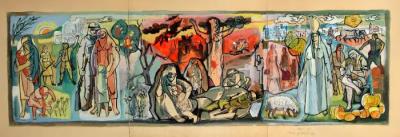 A sketch for a mural designed by Mahmoud Hammad, Damascus, 1962