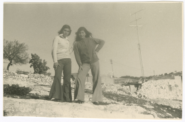 Amal al-Qasim with Her Friend in Nature, Jerusalem, 1965-1969