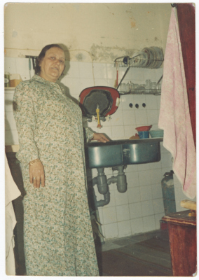 Fatima al-Shalabi in Her Kitchen, Jerusalem, 1967