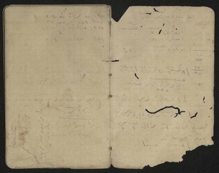 دفتر ملاحظات وحسابات لرشيد الحاج إبراهيم، حيفا،  1917