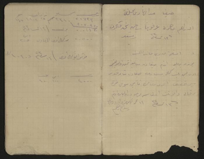 دفتر ملاحظات وحسابات لرشيد الحاج إبراهيم، حيفا،  1917