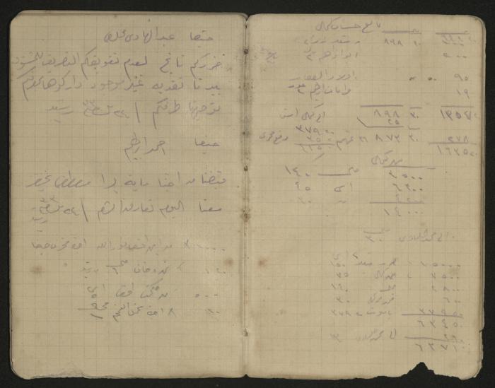 دفتر ملاحظات وحسابات لرشيد الحاج إبراهيم، حيفا،  1917