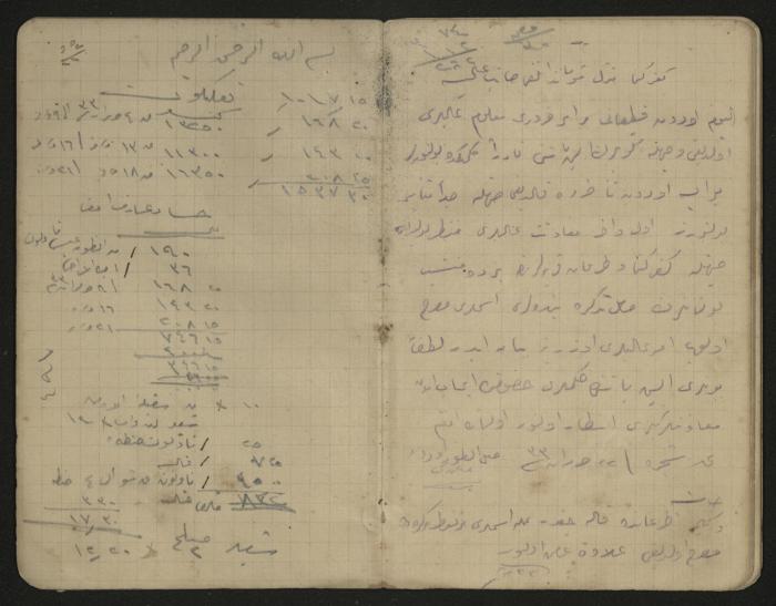 دفتر ملاحظات وحسابات لرشيد الحاج إبراهيم، حيفا،  1917
