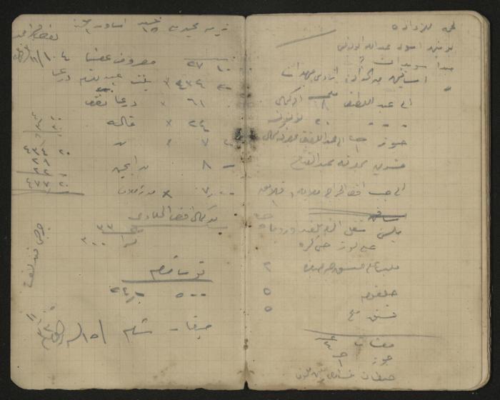 دفتر ملاحظات وحسابات لرشيد الحاج إبراهيم، حيفا،  1917