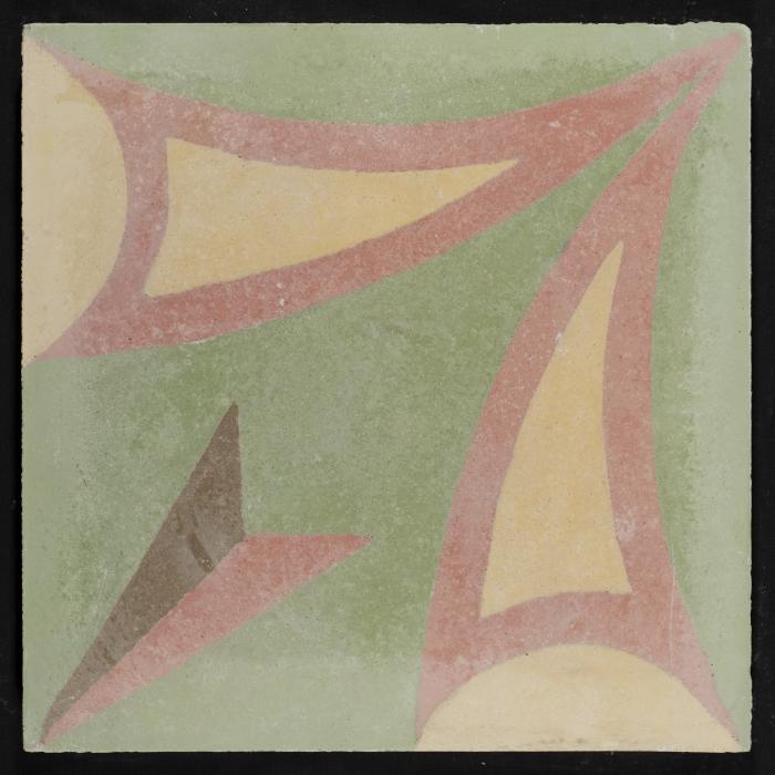 A Coloured Cement Tile and the Used Mold in the Manufacture  ,“Hellohop”, 1890s