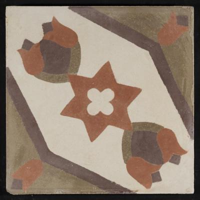 A Coloured Cement Tile and the Mold Used to Manufacture It , “The Flowers,” 1930s
