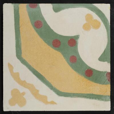 A Coloured Cement Tile and the Mold Used to Manufacture It, “Crown”, 1920s