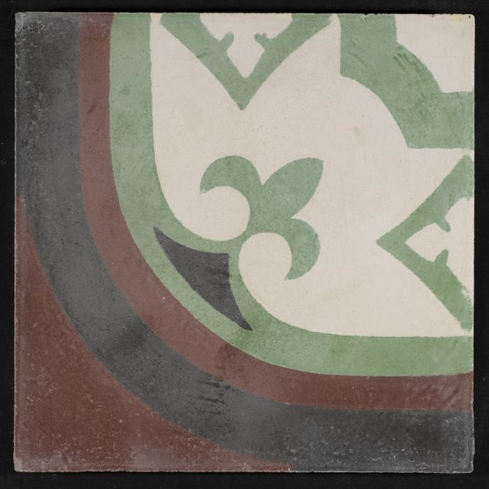 A Coloured Cement Tile and the Mold Used to Manufacture It, “Band Corner”