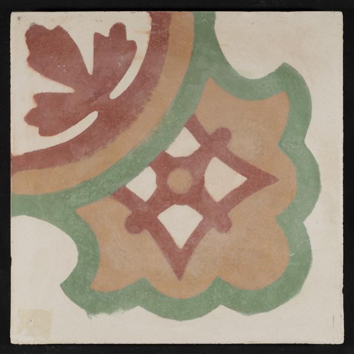 A Coloured Cement Tile and the Mold Used to Manufacture It, “Band Corner”