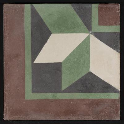 A Colored Cement Tile and the Used Mold in the Manufacture, 