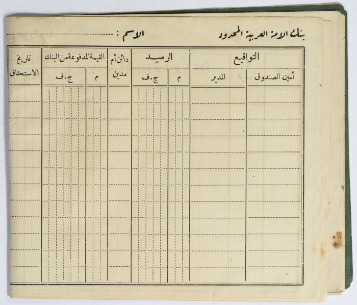 Amir Da'na's Trust Fund Record at the National Arab Bank Limited