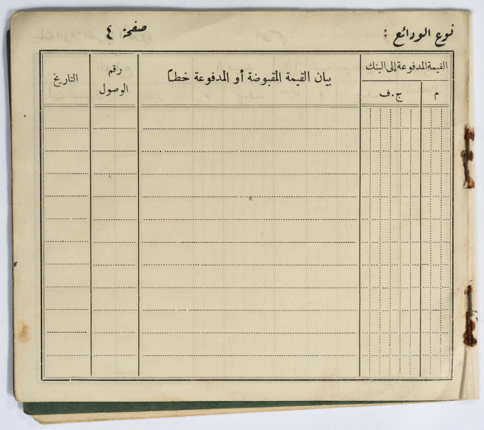 Amir Da'na's Trust Fund Record at the National Arab Bank Limited