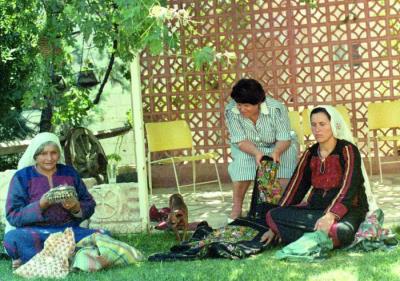 Widad Kawar  with Women Wearing Embroidered "Thoubs", Amman, 1985