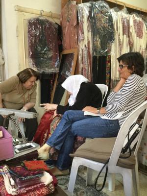 Widad Kawar and Salua Qadan with the Embroidery Expert Ruqaya El- Santarisy, Amman