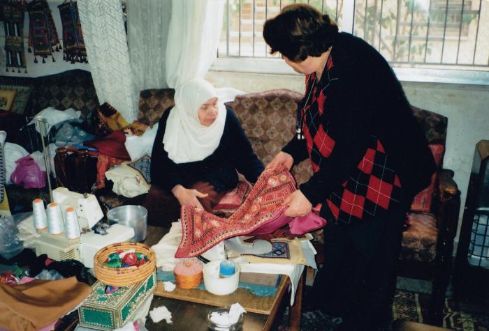 Widad Kawar with the Embroidery Expert Ruqaya El- Santarisy, Amman