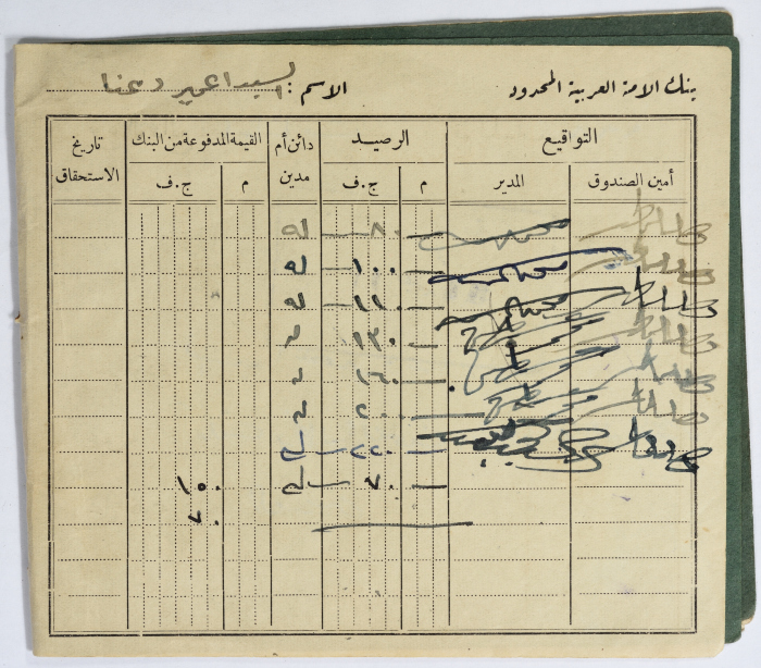 Amir Da'na's Trust Fund Record at the National Arab Bank Limited