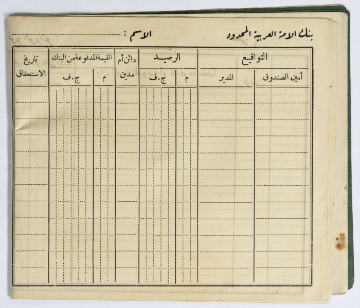 Amir Da'na's Trust Fund Record at the National Arab Bank Limited