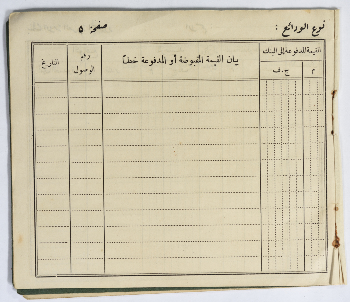 Amir Da'na's Trust Fund Record at the National Arab Bank Limited