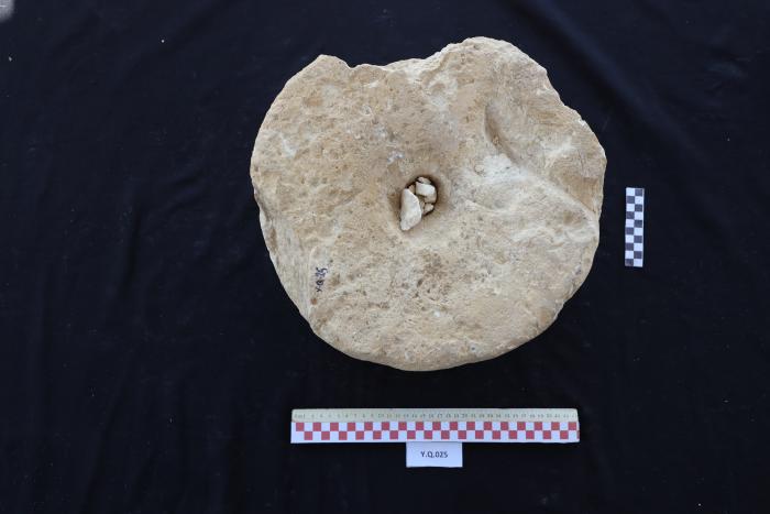 Marble column base, Al-Qarara, 2025