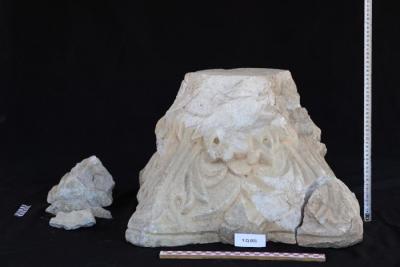 Marble column capital, Al-Qarara, 2025