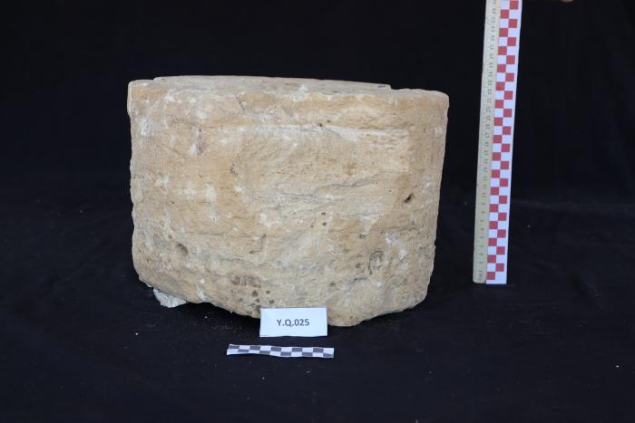 Marble column base, Al-Qarara, 2025