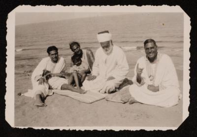 A members from Al Shawwa family relaxing on the port, Gaza, 1937