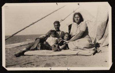 A family relaxing on Blakhiyeh port "Anthedon" , Gaza, 1937