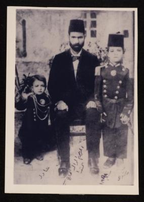 Said Al Shawwa with his two sons, Rushdi and Adel, Gaza, 1989
