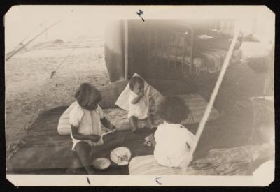 The brothers Ahmad, Nabil, and Zeyad Al Shawwa on the port, Gaza, 1937