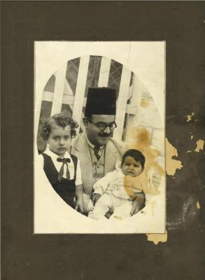 Adel Zuaiter with his sons Omar and Wail, Nablus, 1934
