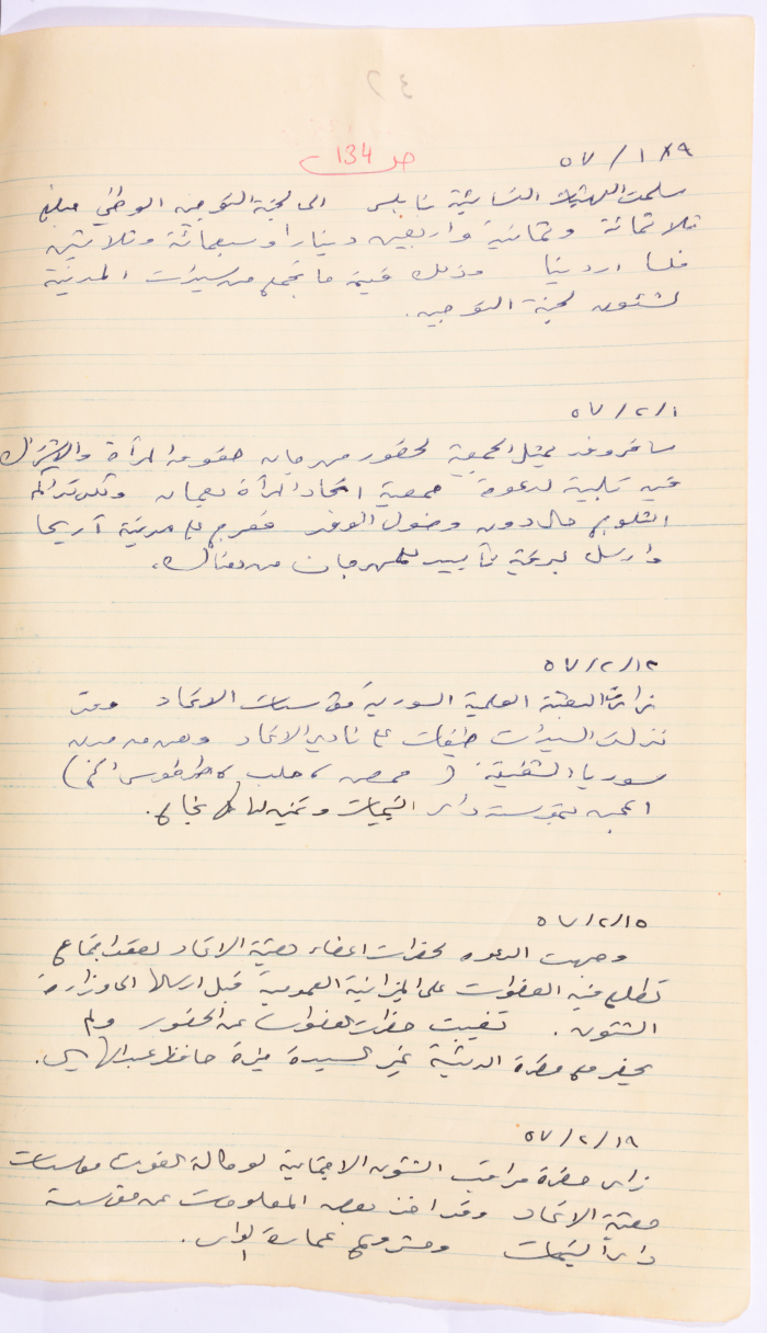 أخبار عن الهيئة الإدارية للاتحاد النسائي العربي، نابلس، 1957