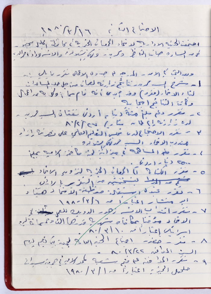 The Union of Charitable Societies - Hebron: Board Meeting Minutes No. 2, 1980