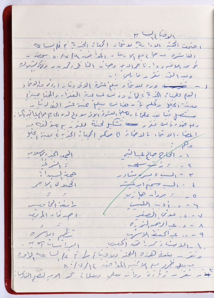 محضر الجلسة رقم  7 للهيئة الإدارية لاتحاد الجمعيات الخيرية في محافظة الخليل عام 1980